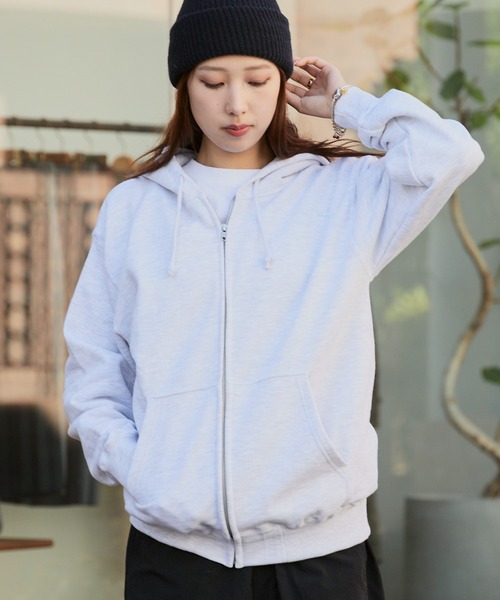 ROOPTOKYO（ループトウキョウ）の「オーバーサイズ 無地 裏毛 ユニセックス フーディ ジップパーカー 中肉厚生地（パーカー・メンズ・ホワイト/ブラック/グレー/アッシュグレー/ネイビー/ライトブルー/レッド/バーガンディー・S/M/L/XL）」の14枚目の写真