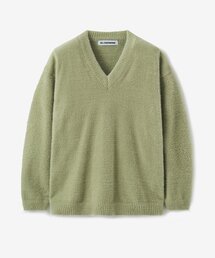 ソフトウィングヤンVネックニット_アボカド