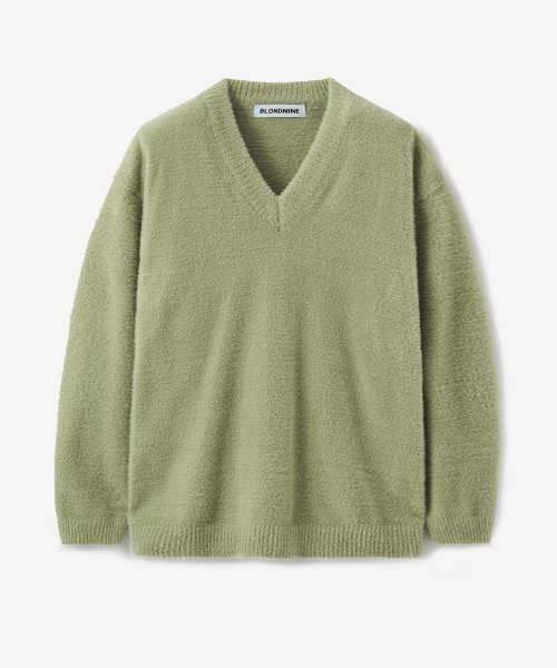 BLOND9(ブロンドナイン)の「ソフトウィングヤンVネックニット_アボカド(ニット/セーター・メンズ・ライトグリーン・LARGE/MEDIUM/X-LARGE)」の1枚目の写真