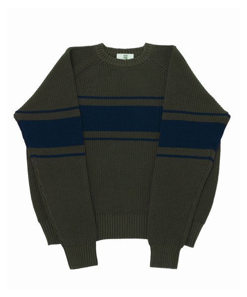 A NOTHING(アナッシング)の「COLOR-LINE 7G KNIT CREW-NECK (Khaki)(ニット/セーター・レディース・その他・LARGE/MEDIUM)」の1枚目の写真