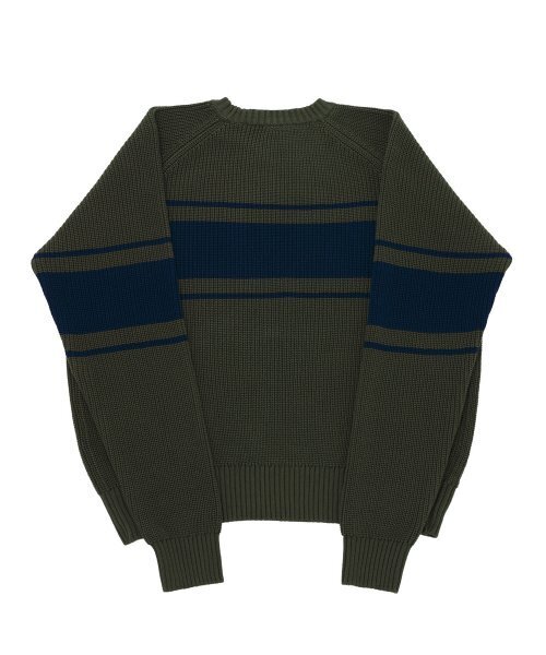 A NOTHING(アナッシング)の「COLOR-LINE 7G KNIT CREW-NECK (Khaki)(ニット/セーター・レディース・その他・LARGE/MEDIUM)」の2枚目の写真