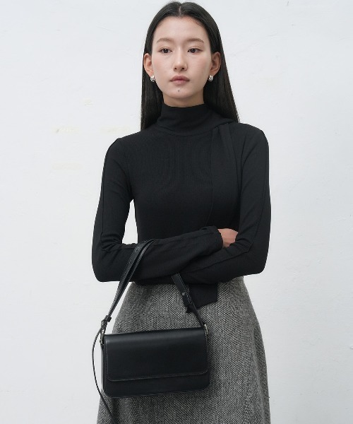 GENERAL IDEA(ジェネラルアイデア)の「scarf turtle neck t-shirts スカーフ付タートルネック長袖Tシャツ(Tシャツ/カットソー・レディース・ブラック/グレー・S/M/L)」の3枚目の写真