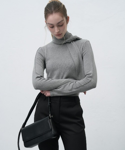 GENERAL IDEA(ジェネラルアイデア)の「scarf turtle neck t-shirts スカーフ付タートルネック長袖Tシャツ(Tシャツ/カットソー・レディース・ブラック/グレー・S/M/L)」の9枚目の写真