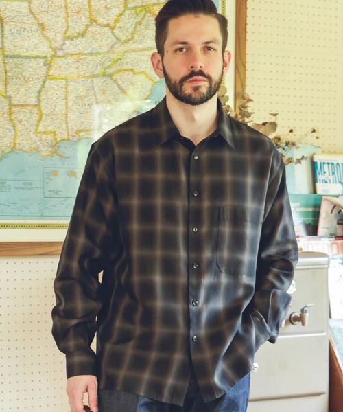 MR.OLIVE（ミスターオリーブ）の「【MR.OLIVE】TENCEL CHECK /SQUARE REGULAR COLLAR SHIRT（シャツ/ブラウス・メンズ・ブラック/ブルー・M/S）」の2枚目の写真