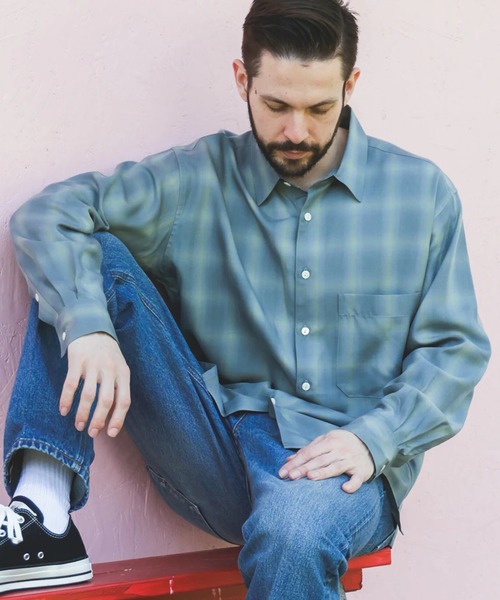 MR.OLIVE（ミスターオリーブ）の「【MR.OLIVE】TENCEL CHECK /SQUARE REGULAR COLLAR SHIRT（シャツ/ブラウス・メンズ・ブラック/ブルー・M/S）」の4枚目の写真