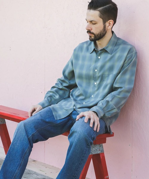 MR.OLIVE（ミスターオリーブ）の「【MR.OLIVE】TENCEL CHECK /SQUARE REGULAR COLLAR SHIRT（シャツ/ブラウス・メンズ・ブラック/ブルー・M/S）」の6枚目の写真