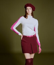 MOCK-NECK BLOCK T-SHIRT - WHITE