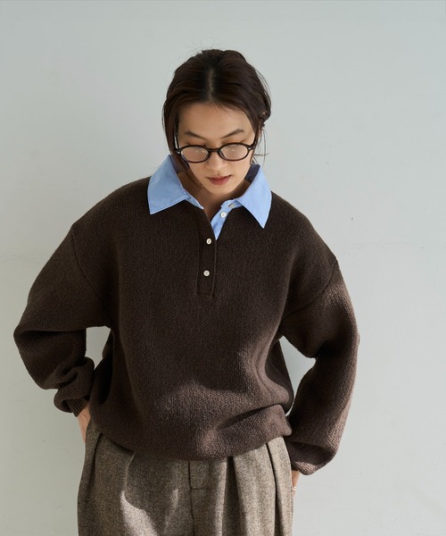meilmada（メイルマダ）の「シャツ襟付きポロニット（ニット/セーター