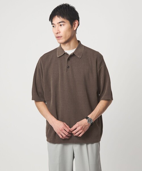 Healthknit（ヘルスニット）の「【別注】＜Healthknit＞ガーメントダイ ニット 半袖 ポロシャツ（ポロシャツ・メンズ・ライトグレー/ダークブラウン/ロイヤルブルー・M/L/XL）」の4枚目の写真
