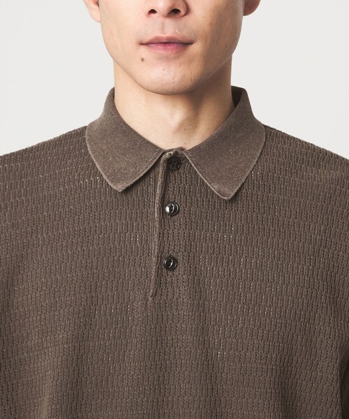Healthknit（ヘルスニット）の「【別注】＜Healthknit＞ガーメントダイ ニット 半袖 ポロシャツ（ポロシャツ・メンズ・ライトグレー/ダークブラウン/ロイヤルブルー・M/L/XL）」の9枚目の写真