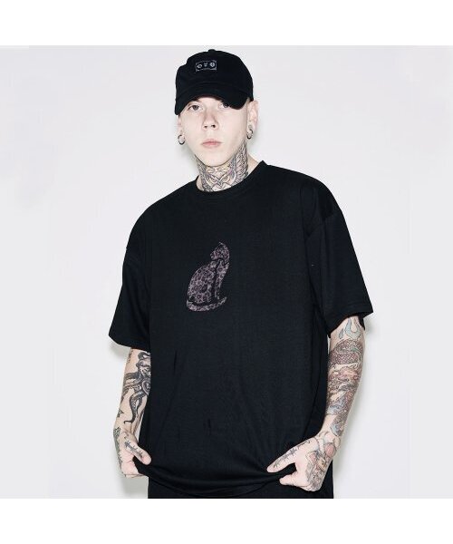 EIGHTVOLUME(エイトボリューム)の「EVレオパードキャット2オーバーサイズ半袖Tシャツ(ブラック)(Tシャツ/カットソー・メンズ・その他・MEDIUM/LARGE)」の1枚目の写真