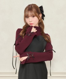 袖リボンタートルインナー
