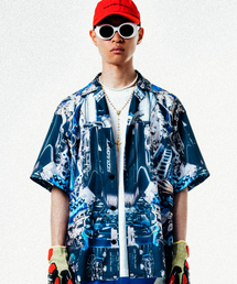 COME（シーオーエムイー）の「[UNISEX] Automobile Parts Camp-Collar Printed Shirt (Blue)（シャツ/ブラウス）」