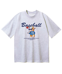 ベースボールベアオーバーサイズ半袖Tシャツ[ライトグレー]