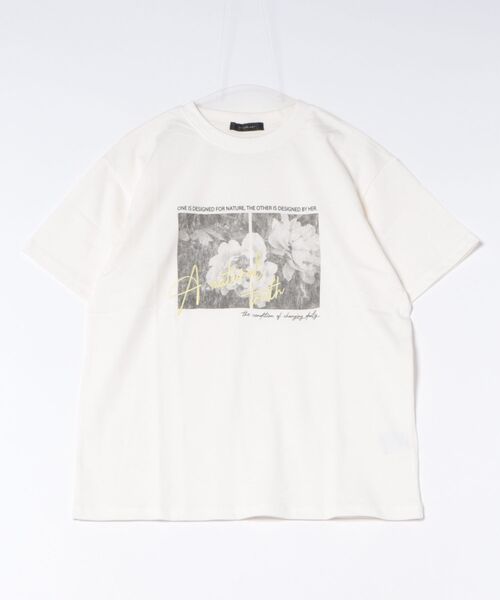 INTERPLANET（インタープラネット）の「フォトプリント＆刺繍ロゴＴシャツ（Tシャツ/カットソー・レディース・チャコールグレー/オフホワイト/ライトベージュ・FREE）」の6枚目の写真