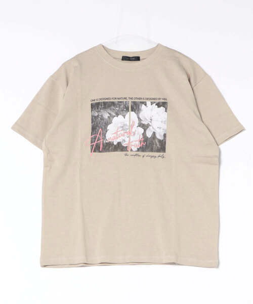 INTERPLANET（インタープラネット）の「フォトプリント＆刺繍ロゴＴシャツ（Tシャツ/カットソー・レディース・チャコールグレー/オフホワイト/ライトベージュ・FREE）」の5枚目の写真
