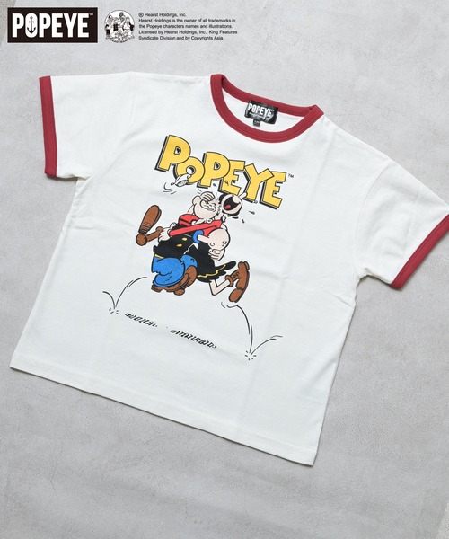 POPEYE(ポパイ)の「【POPEYE(TM)】別注プリントリンガーTee(Tシャツ/カットソー・キッズ・チャコール/マスタード/オフホワイト・80/90/95/100/110/120/130/140/150)」の2枚目の写真