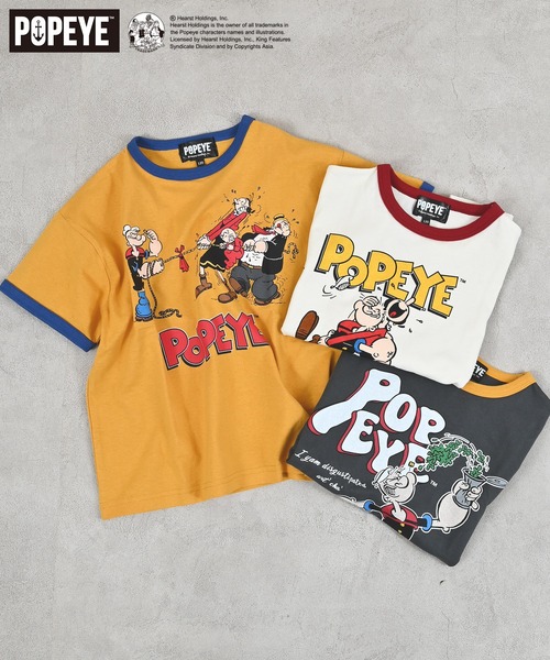 POPEYE(ポパイ)の「【POPEYE(TM)】別注プリントリンガーTee(Tシャツ/カットソー・キッズ・チャコール/マスタード/オフホワイト・80/90/95/100/110/120/130/140/150)」の14枚目の写真