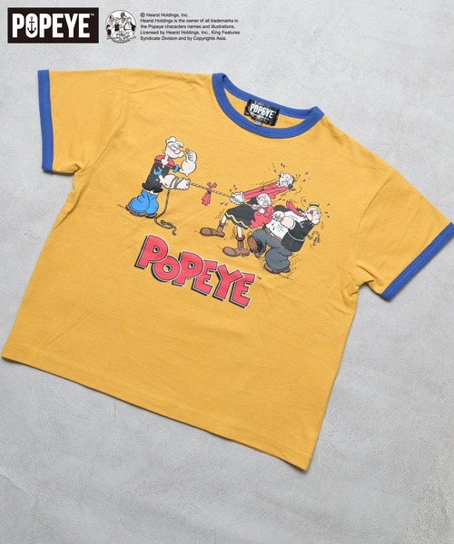 POPEYE(ポパイ)の「【POPEYE(TM)】別注プリントリンガーTee(Tシャツ/カットソー・キッズ・チャコール/マスタード/オフホワイト・80/90/95/100/110/120/130/140/150)」の7枚目の写真