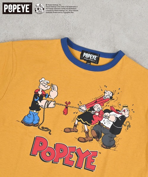 POPEYE(ポパイ)の「【POPEYE(TM)】別注プリントリンガーTee(Tシャツ/カットソー・キッズ・チャコール/マスタード/オフホワイト・80/90/95/100/110/120/130/140/150)」の8枚目の写真