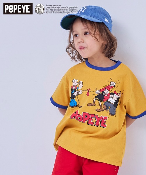 POPEYE(ポパイ)の「【POPEYE(TM)】別注プリントリンガーTee(Tシャツ/カットソー・キッズ・チャコール/マスタード/オフホワイト・80/90/95/100/110/120/130/140/150)」の5枚目の写真