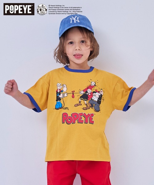 POPEYE(ポパイ)の「【POPEYE(TM)】別注プリントリンガーTee(Tシャツ/カットソー・キッズ・チャコール/マスタード/オフホワイト・80/90/95/100/110/120/130/140/150)」の6枚目の写真