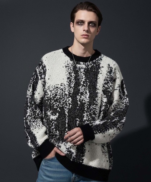 VIBGYOR（ヴィブジョー）の「【IZU】 アブストラクトジャガード ニットセーター（ニット/セーター・メンズ・ホワイト・FREE）」の2枚目の写真