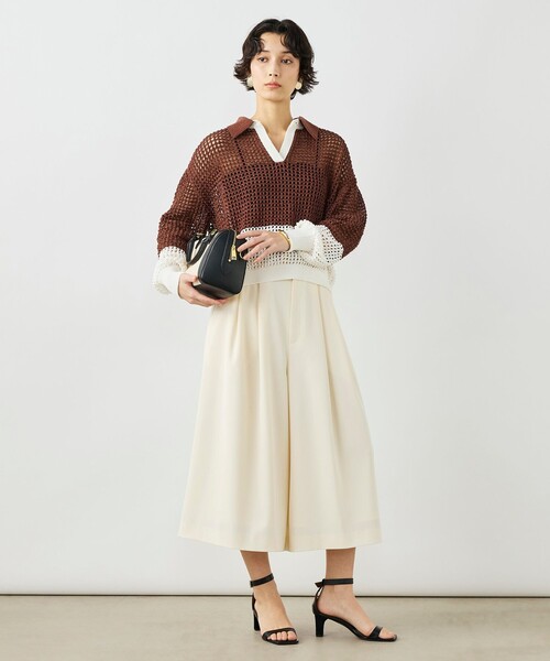 NOLLEY’S(ノーリーズ)の「《手洗い可能》テープメッシュ編ポロプルオーバー(ニット/セーター・レディース・ブラック/ブラウン/イエロー・38)」の22枚目の写真