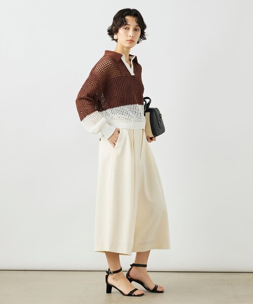 NOLLEY’S(ノーリーズ)の「《手洗い可能》テープメッシュ編ポロプルオーバー(ニット/セーター・レディース・ブラック/ブラウン/イエロー・38)」の19枚目の写真