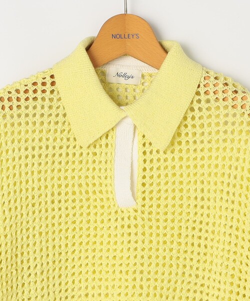 NOLLEY’S(ノーリーズ)の「《手洗い可能》テープメッシュ編ポロプルオーバー(ニット/セーター・レディース・ブラック/ブラウン/イエロー・38)」の7枚目の写真