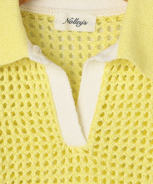 NOLLEY’S(ノーリーズ)の「《手洗い可能》テープメッシュ編ポロプルオーバー(ニット/セーター・レディース・ブラック/ブラウン/イエロー・38)」の8枚目の写真