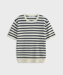 ASHOUR（アッシュアワー）の「Stripe Cable Knit Ecru（ニット/セーター）」