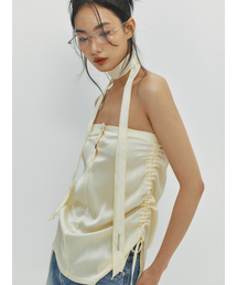 MEENDERI（ミーンデリ）の「SATIN LOGO SCARF - LEMON（バンダナ/スカーフ）」