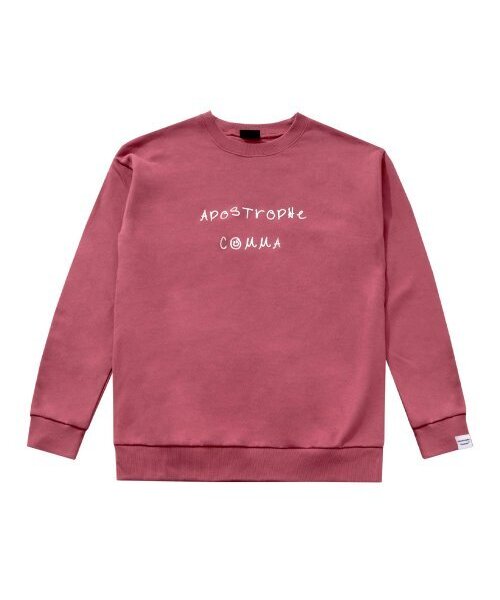 APOSTROPHE COMMA(アポストロフィコンマ)の「フルネームドローイングロゴスウェットシャツ(ピンク/ホワイト)(スウェット・レディース・その他・M/L)」の1枚目の写真