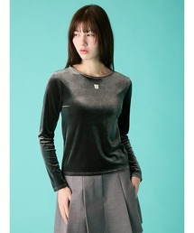 FURFUR | リボン刺繍ベロアプルオーバー(Tシャツ/カットソー)