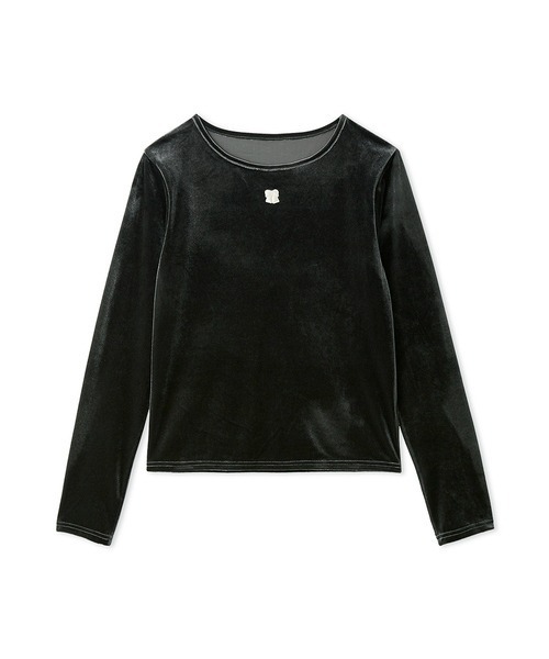 FURFUR（ファーファー）の「リボン刺繍ベロアプルオーバー（Tシャツ/カットソー・レディース・チャコールグレー/ピンク/アイボリー・F）」の9枚目の写真