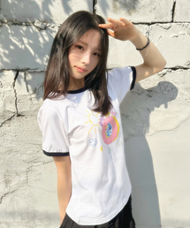 Stitch_Sunny ドーナツ リンガーTシャツ ホワイト