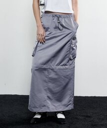 NOT KNOWING（ノットノーイング）の「2-Way Satin Maxi Cargo Skirt (STEEL GREY)（スカート）」