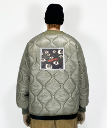 Eyes Quilting Jacket ((Khaki))