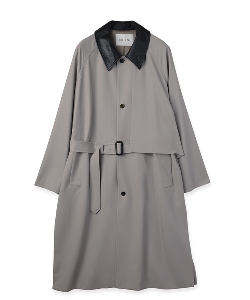 CULLNI(クルニ)の「Wool Gabardine Asymmetrical Layered Balmacaan Coat(ステンカラーコート・メンズ・ブラック/グレイッシュベージュ・0/1/2)」の5枚目の写真
