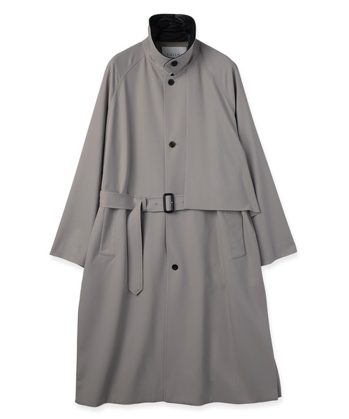 CULLNI(クルニ)の「Wool Gabardine Asymmetrical Layered Balmacaan Coat(ステンカラーコート・メンズ・ブラック/グレイッシュベージュ・0/1/2)」の6枚目の写真