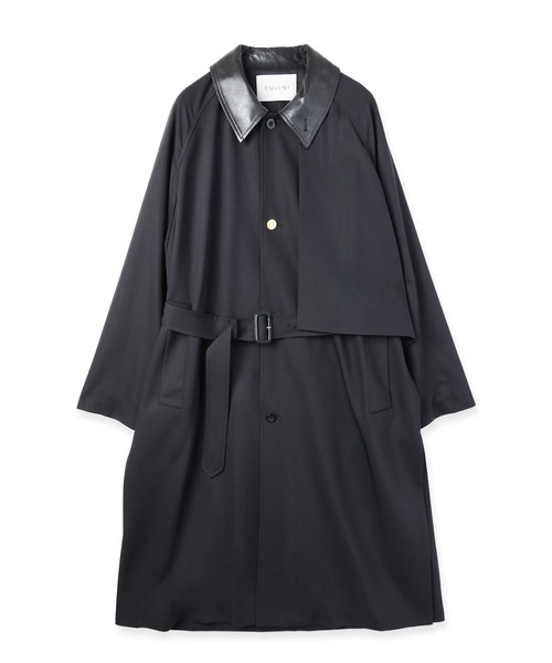 CULLNI(クルニ)の「Wool Gabardine Asymmetrical Layered Balmacaan Coat(ステンカラーコート・メンズ・ブラック/グレイッシュベージュ・0/1/2)」の13枚目の写真