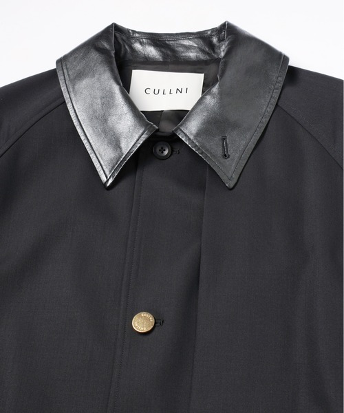 CULLNI(クルニ)の「Wool Gabardine Asymmetrical Layered Balmacaan Coat(ステンカラーコート・メンズ・ブラック/グレイッシュベージュ・0/1/2)」の15枚目の写真