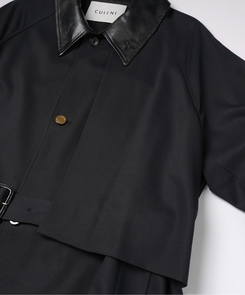CULLNI(クルニ)の「Wool Gabardine Asymmetrical Layered Balmacaan Coat(ステンカラーコート・メンズ・ブラック/グレイッシュベージュ・0/1/2)」の17枚目の写真