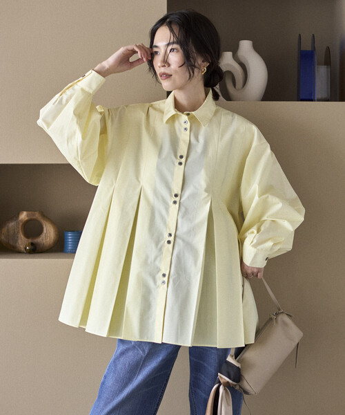 Firsthand（ファーストハンド）の「Firsthand/ファーストハンド ボックスタック バルーンスリーブ ロングスリーブシャツ（シャツ/ブラウス・レディース・ホワイト/ピンク/ブルー/レモンイエロー・FREE）」の4枚目の写真