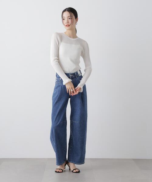 SOMETHING(サムシング)の「SOMETHING/HANA TUCK CURVE TAPERED(デニムパンツ・レディース・ブルー/ピンク/ダークブルー・S/XS/M)」の16枚目の写真