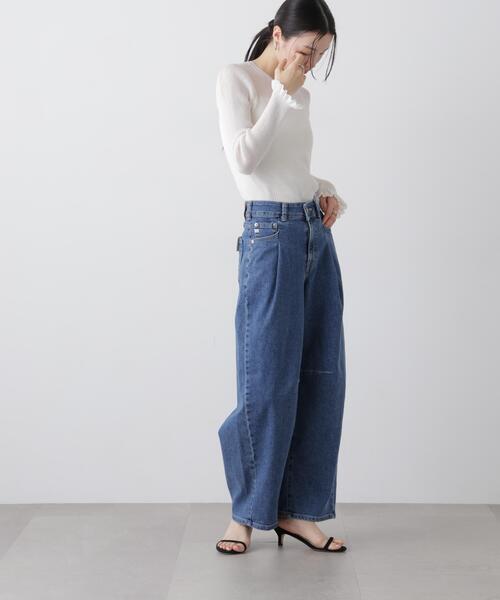 SOMETHING(サムシング)の「SOMETHING/HANA TUCK CURVE TAPERED(デニムパンツ・レディース・ブルー/ピンク/ダークブルー・S/XS/M)」の17枚目の写真