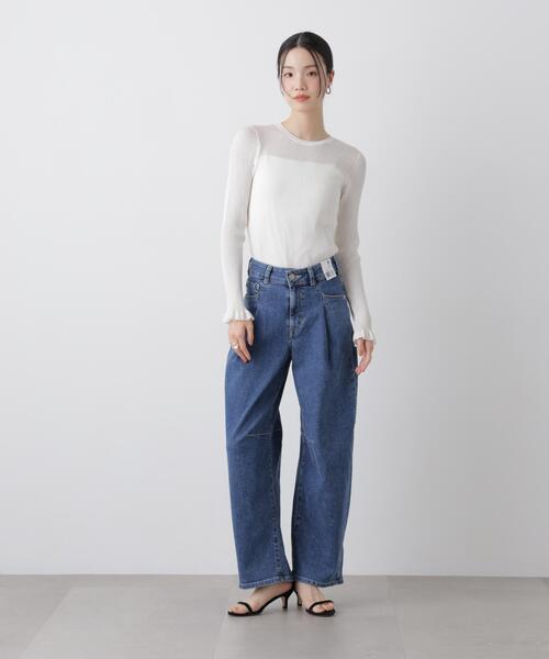 SOMETHING(サムシング)の「SOMETHING/HANA TUCK CURVE TAPERED(デニムパンツ・レディース・ブルー/ピンク/ダークブルー・S/XS/M)」の20枚目の写真
