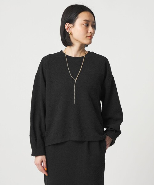 A DAY IN THE LIFE UNITED ARROWS(アデイインザライフユナイテッドアローズ)の「パフジャガード プルオーバー <A DAY IN THE LIFE>(Tシャツ/カットソー・レディース・ブラック/ロイヤルブルー/ナチュラル・FREE)」の1枚目の写真
