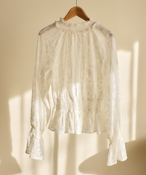 mysty woman（ミスティウーマン）の「フラワージャガードシャーリングブラウス　659800（Tシャツ/カットソー・レディース・オフホワイト/チャコールグレー・FREE）」の16枚目の写真